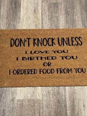 DON'T KNOCK UNLESS....decorative coir doormat